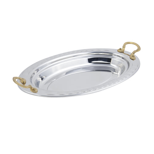 Bon Chef 5688HR 2.5-Qt Full Oval Food Pan W/ Round Handle, Arches, Stainless-cityfoodequipment.com