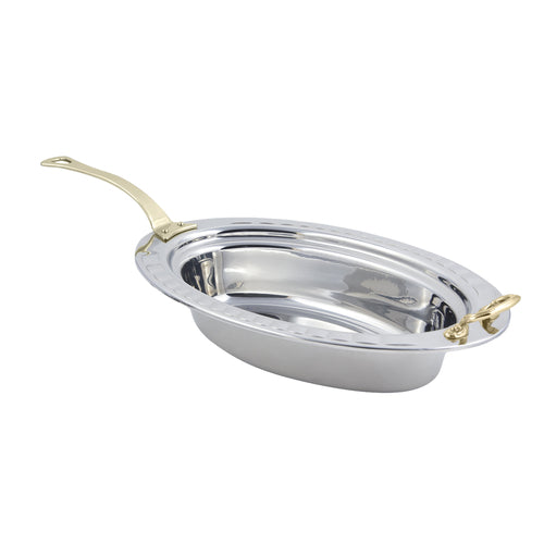 Bon Chef 5699HL 6.1-Qt Oval Food Pan, 3.5" Deep, Long Handle, Arches, Heavy Gauge Stainless-cityfoodequipment.com