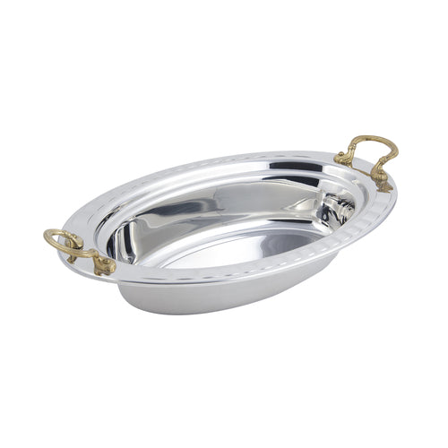 Bon Chef 5699HR 6.1-Qt Oval Food Pan, Round Handle, 3.5" Deep, Arches, Heavy Gauge-cityfoodequipment.com