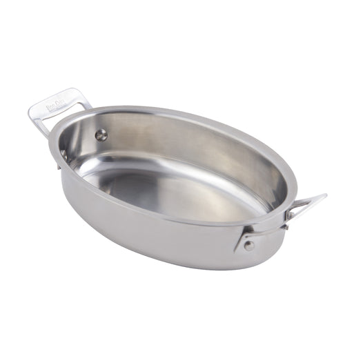 Bon Chef 60029 Oval Cucina Casserole Dish, 4.75 X 8.5 X 2", Stainless Steel-cityfoodequipment.com
