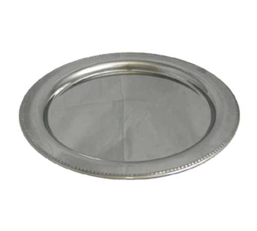 Bon Chef 61330 13" Round Tray W/ Bead Border, Stainless Steel-cityfoodequipment.com