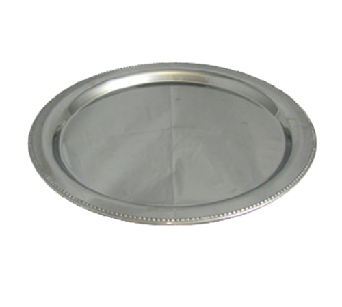 Bon Chef 61333 20" Round Tray W/ Bead Border, Stainless-cityfoodequipment.com