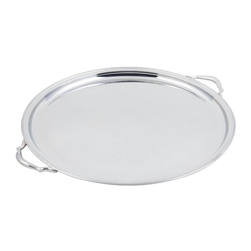 Bon Chef 61337 20" Round Tray W/ Bead Border, Stainless-cityfoodequipment.com