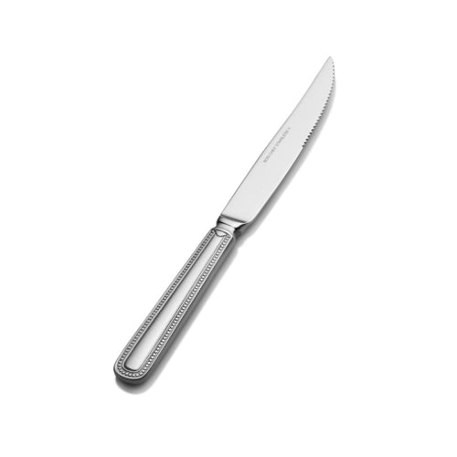 Bon Chef SBS3315 European Steak Knife, Solid Handle, Sombrero, Brush Finish, Stainless-cityfoodequipment.com