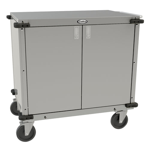 Cadco CC-LUC-LST Locking Door Utility Cart W/ Adjustable Storage Shelf & Handle, Stainless Steel-cityfoodequipment.com
