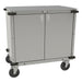 Cadco CC-LUC-LST Locking Door Utility Cart W/ Adjustable Storage Shelf & Handle, Stainless Steel-cityfoodequipment.com