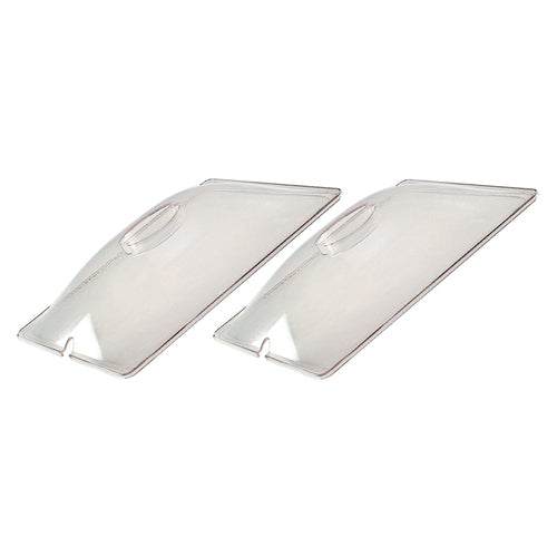 Cadco CL-2 Food Pan Cover - 1/2 Size, Utensil Slot, Clear-cityfoodequipment.com