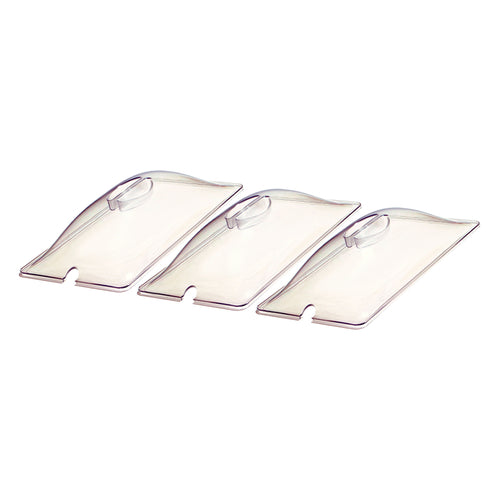Cadco CL-3 Food Pan Cover - 1/3 Size, Utensil Slot, Clear-cityfoodequipment.com