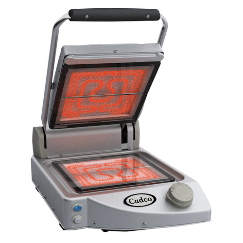Cadco CPG-10FC Single Commercial Panini Press w/ Ceramic Smooth Plates, 208-240v/1ph-cityfoodequipment.com
