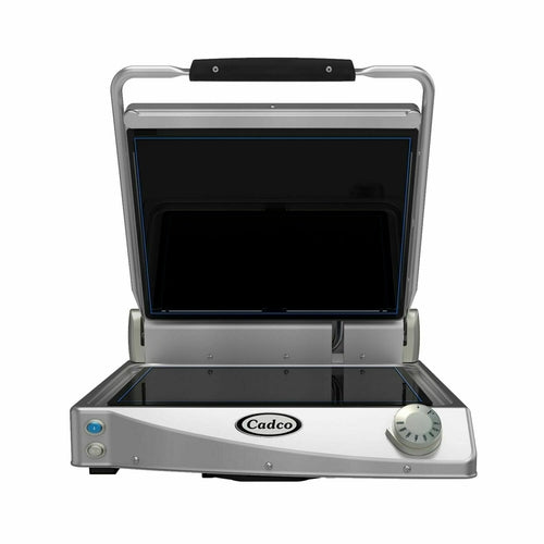 Cadco CPG-15F Single Commercial Panini Press W/ Glass Ceramic Smooth Plates, 208-240v-cityfoodequipment.com