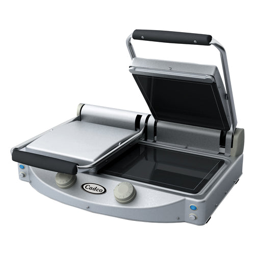 Cadco CPG-20F Double Commercial Panini Press W/ Ceramic Smooth Plates, 208-240v/1ph-cityfoodequipment.com