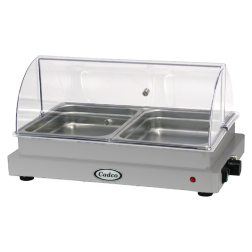 Cadco WTBS-2N-HD 24" Countertop Buffet Warmer w/ (2) Half-Size Pans - Stainless, 120v-cityfoodequipment.com