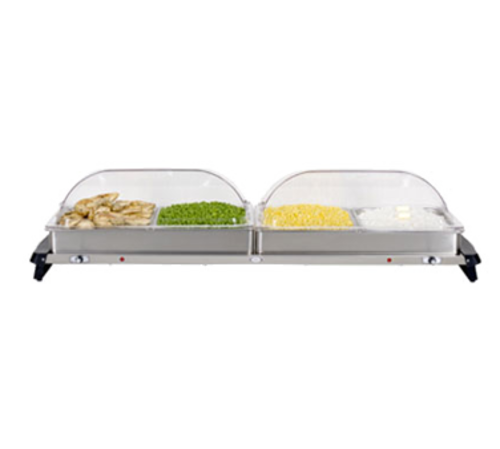 Cadco WTBS4RT Countertop Jumbo Buffet Server w/ Warming Base & Pan, Rolltop, 120 V-cityfoodequipment.com