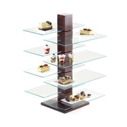 Cal-Mil 791-52 9" Square Buffet Riser - 32 1/2"H, Dark Wood-cityfoodequipment.com