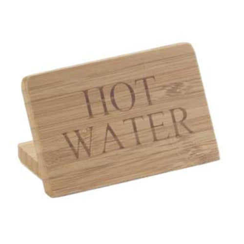 Cal-Mil 606-3 "Hot Water" Table Sign - 2" x 3", Bamboo-cityfoodequipment.com