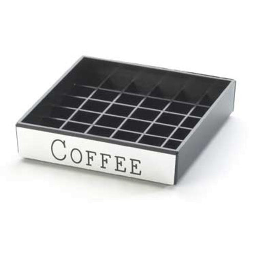 Cal-Mil 632-1 4" Square Coffee Engraved Drip Tray, Black w/ Silver Trim-cityfoodequipment.com