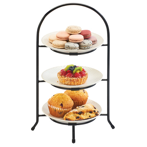 Cal-Mil 977-10-13 3 Tier Display Or Server w/ Arched Black Iron Frame, 20" High-cityfoodequipment.com
