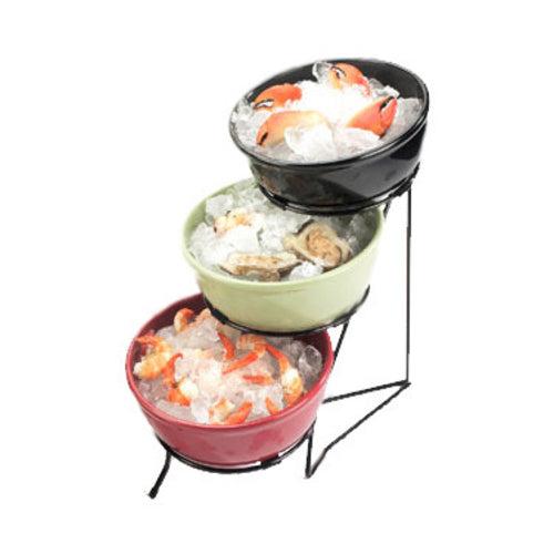 Cal-Mil C1222-8 Tiered Bowl Rack w/ Black Frame & (3) 8" Rings-cityfoodequipment.com