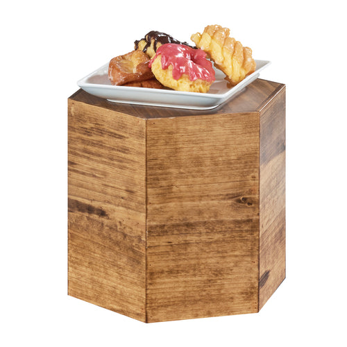 Cal-Mil 435-11-99 Hexagon Display Riser - 12"D x 11"H, Rustic Pine-cityfoodequipment.com