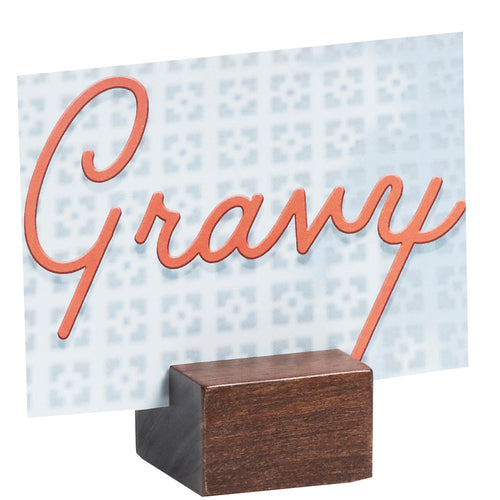Cal-Mil 4012-78 Tabletop Menu Card Holder - 1 3/4"W x 1 1/8"H, Walnut-cityfoodequipment.com