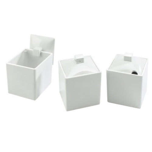 Cal-Mil C1432NL Notched Lid For 4" Storage Jars - 4" X 4", Melamine, White-cityfoodequipment.com