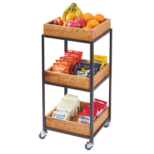 Cal-Mil 3921-84 3 Tier Merchandiser Cart, 14 3/4" x 14 3/4" x 35", Bronze-cityfoodequipment.com