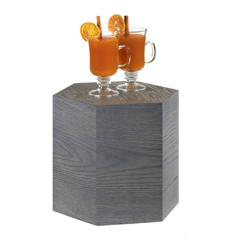Cal-Mil 435-11-83 Hexagon Display Riser - 12"D x 11"H, Oak Wood, Gray-cityfoodequipment.com