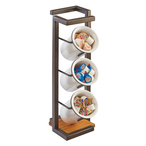Cal-Mil 3912-84 6 3/4" Round Condiment Flatware Display w/ (3) Cutouts, Bronze-cityfoodequipment.com
