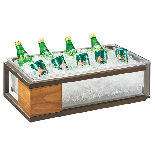 Cal-Mil 3905-12-84 Rectangular Ice Housing - 21 1/4"L x 13 3/4"W x 6"H, Wood/Bronze Frame-cityfoodequipment.com