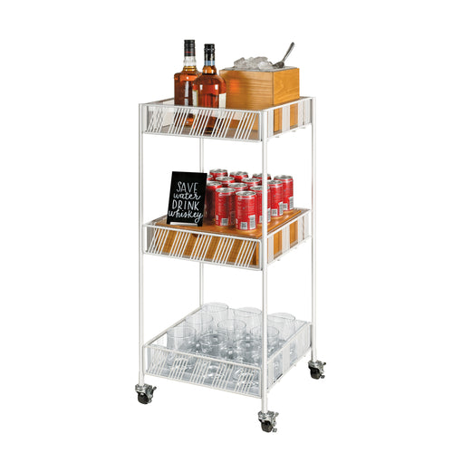Cal-Mil 4111-15 Merchandiser Cart w/ (3) Shelves - 15"W x 14"D x 35"H, Metal, White-cityfoodequipment.com