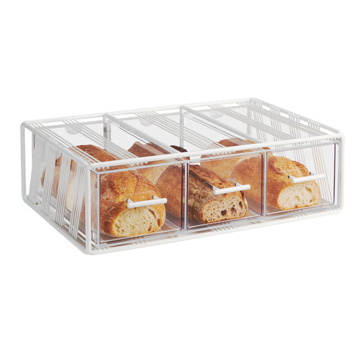 Cal-Mil 4119-15 3 Drawer Bread Display Case - 22 1/4"W x 14 3/4"D x 7"H, Acrylic/Steel, Black-cityfoodequipment.com