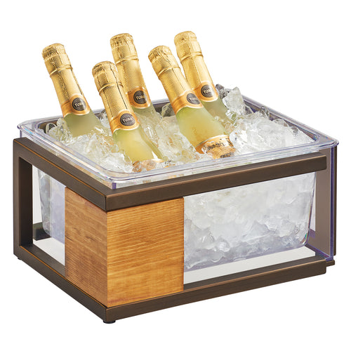 Cal-Mil 3905-10-84 Rectangular Ice Housing -13 1/4"L x 11 1/4"W x 6"H, Wood/Bronze Frame-cityfoodequipment.com
