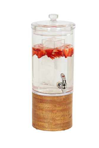 Cal-Mil 4306-1-99 1 1/2 gal Beverage Dispenser w/ Ice Tube - Polycarbonate Container, Rustic Pine Wood Base-cityfoodequipment.com