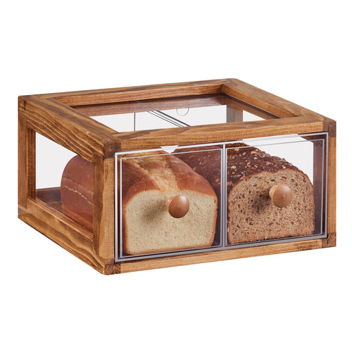 Cal-Mil 4200-2-99 2 Drawer Bread Case - 13 5/8"W x 13"D x 7 1/8"H, Plastic Case, Rustic Pine Frame-cityfoodequipment.com