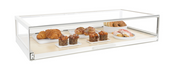 Cal-Mil 3930-71 24" Square Pastry Display Case w/ Pull Out Drawer with Handle - 10 1/4"H, Maple Wood/White Metal-cityfoodequipment.com