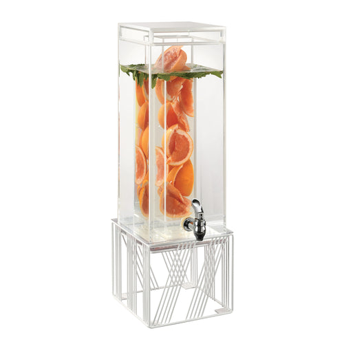 Cal-Mil 4102-3INF-15 3 gal Beverage Dispenser w/ Infusion Chamber - Plastic Container, White Wire Base-cityfoodequipment.com