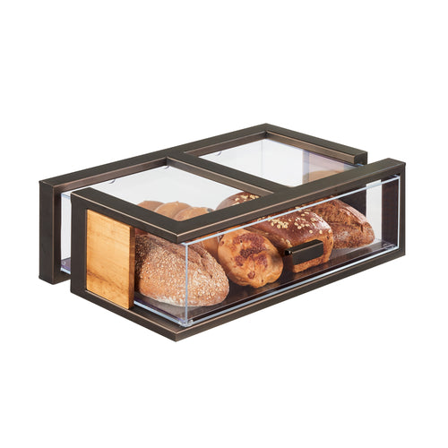 Cal-Mil 3928-84 1 Drawer Bread Case - 22 1/2"W x 14 1/2"D x 7 1/2"H, Plastic Case, Bronze Frame-cityfoodequipment.com