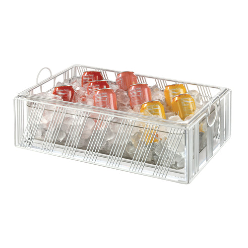 Cal-Mil 41115-12-15 Ice Housing w/ White Melamine Ice Pan - 21"W x 13 1/4"D x 8 1/8"H, Wire Frame, Black-cityfoodequipment.com