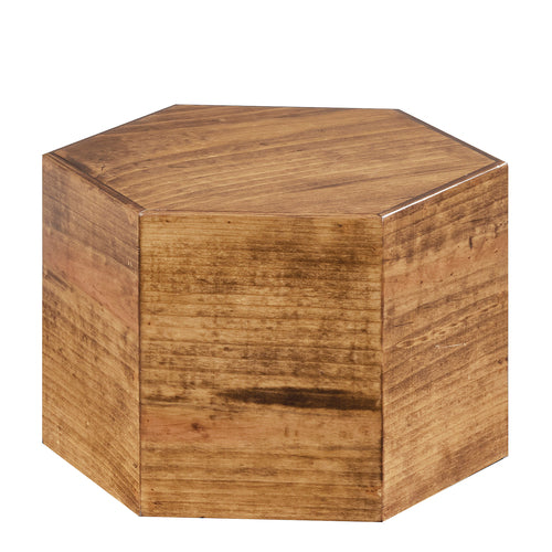 Cal-Mil 435-8-99 Hexagon Display Riser - 12"D x 8"H, Rustic Pine-cityfoodequipment.com