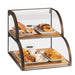 Cal-Mil 3931-84 2 Tier Pastry Display Attendant Serve Case w/ Wood Trays €“ Plastic Case, Bronze Frame-cityfoodequipment.com