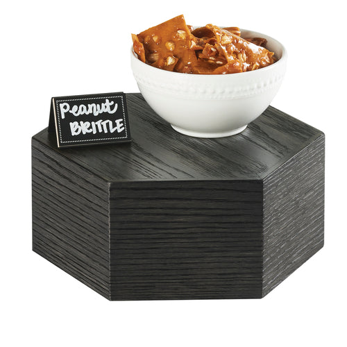 Cal-Mil 435-5-87 12" Hexagon Display Riser - 5"H, Oak, Black-cityfoodequipment.com
