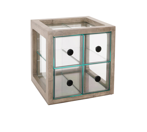 Cal-Mil 813-110 4 Drawer Bread Case - 15"W x 14 1/2"D x 15"H, Gray Washed Pine Wood/Acrylic-cityfoodequipment.com