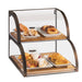 Cal-Mil 3931-S-84 2 Tier Pastry Display Case w/ Wood Trays - Plastic Case, Bronze Frame-cityfoodequipment.com