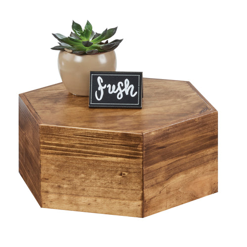 Cal-Mil 435-5-99 Hexagon Display Riser - 12"D x 5"H, Rustic Pine-cityfoodequipment.com