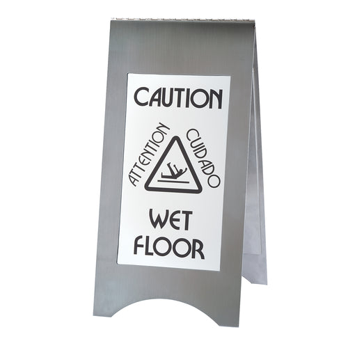 Cal-Mil 852-55 DoubleSided Wet Floor Sign - 11 7/8"W x 22"H, Stainless Steel-cityfoodequipment.com