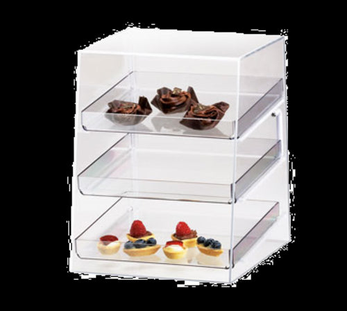 Cal-Mil P257 Countertop Display Case w/ Rear Door & 3 Removable Trays, Clear-cityfoodequipment.com