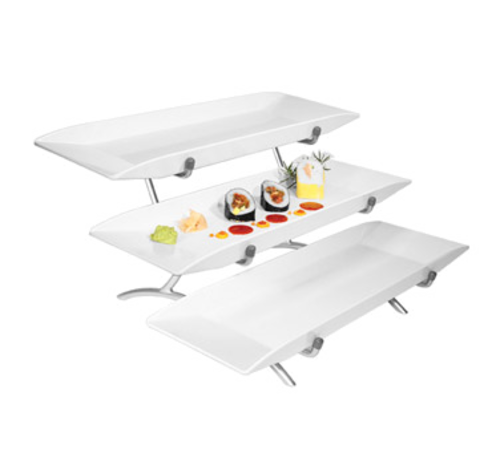 Cal-Mil SR1033-39 3 Tier Rectangular Sierra Tier Display Set - Melamine, Platinum-cityfoodequipment.com
