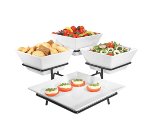 Cal-Mil SR1020-13 11" Square Gourmet Display Platter/bowl Display - Metal, Black-cityfoodequipment.com