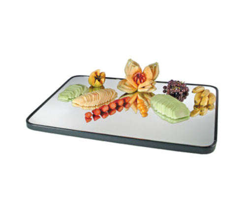 Cal-Mil RR243 Rectangular Gourmet Display Mirror Tray - 24x18", Glass, Black-cityfoodequipment.com