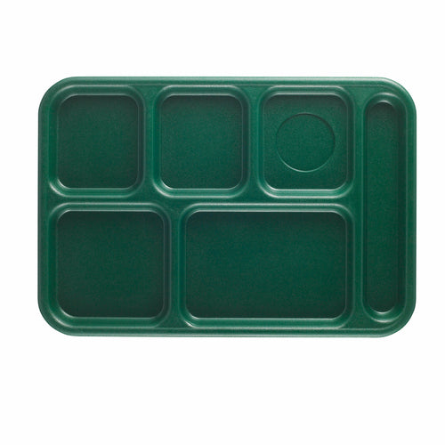 Cambro BCT1014119 Plastic Rectangular Tray W/ (6) Compartments, 10" X 14 1/2", Sherwood Green-cityfoodequipment.com